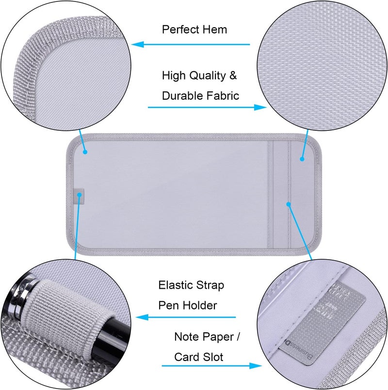 Wisdompro Handicap Placard Holder for Auto, Disabled Parking Permit Sign Protector for Car Sun Visor with Note Paper Slot, Pen Holder and Elastic Strap - Gray - Image 4